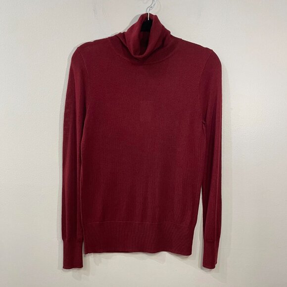 New J.Crew Merino Wool Blend Turtleneck Sweater Wine Red Small - Picture 3 of 8
